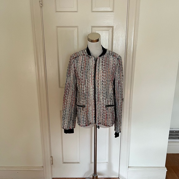 Elie Tahari Brooke Womens Jacket Multicolor Tweed Bomber Blazer $448 M Read - Picture 1 of 13